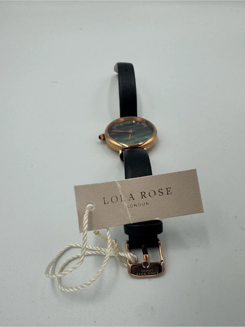 Beautiful Lola Rose Green Dial/ Rose Gold Roman Numeral & black leather strap